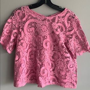 Nanette Lepore Purple/Pink lace tie back top